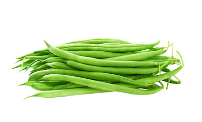 green beans handful isolated on white background.
