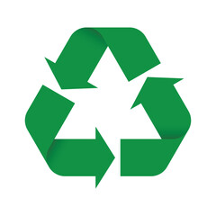 Universal Recycling Symbol. Reverse version. Theme of low or zero waste, clear energy, natural resources conservation, natural ecosystems protection or ecological sustainability of the planet. Green