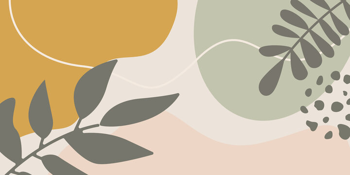 abstract tropical leaf with color shape isolated on beige background