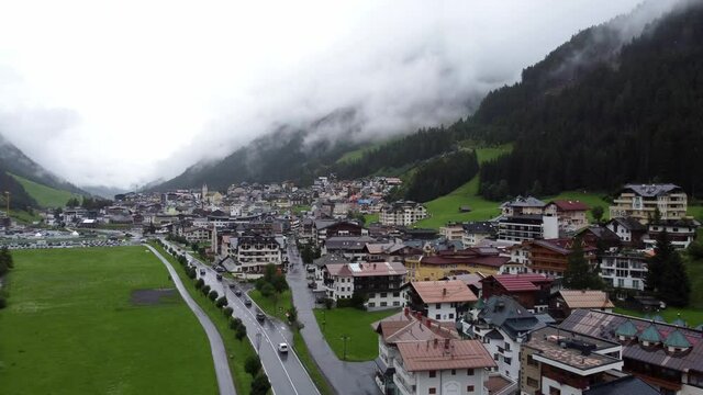 Village of Ischgl in Austria - aerial view - travel photography by drone
