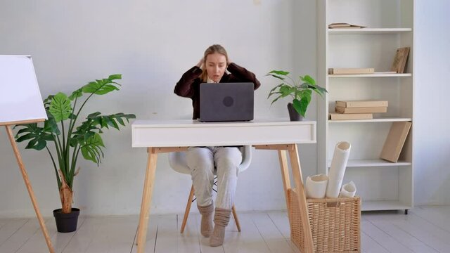 woman at work space video conference