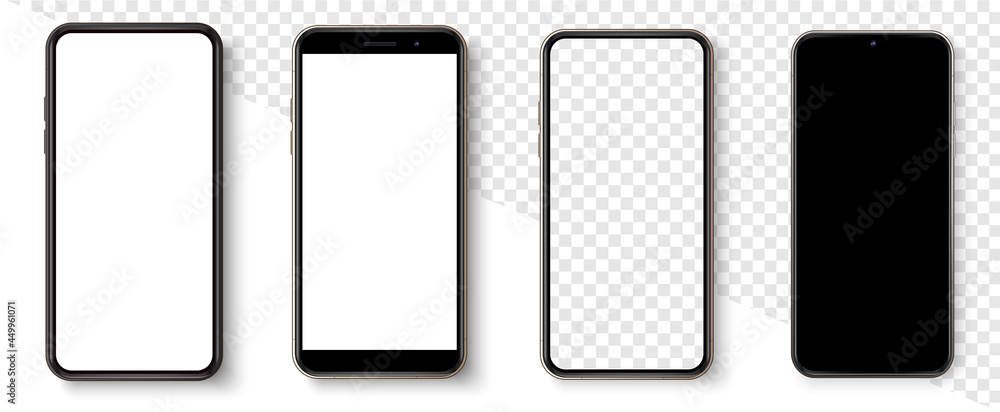 Poster realistic smartphone mockup set. mockup phone for visual ui app demonstration. vector mobile set dev