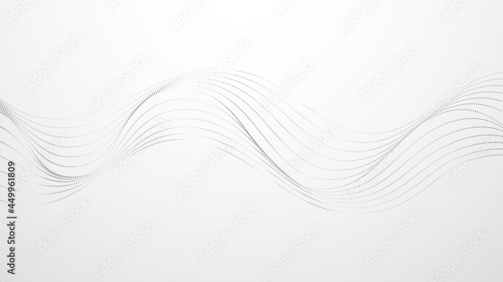 Wall mural abstract plexus wave dots on gray background. vector illustration