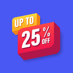 Discount Up to 25% off Label Marketing Template Design. Vector illustration