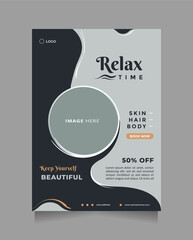 Creative and modern beauty care promotion design. Flat design vector flyer and brochure template with a photo collage. Template can be used for promotion of beauty products, fashion, something natural