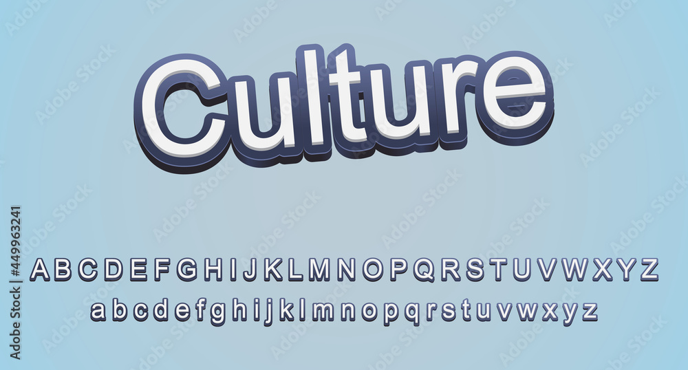 Poster detailed text effect with modern 3d design, gradient font complete set alphabet