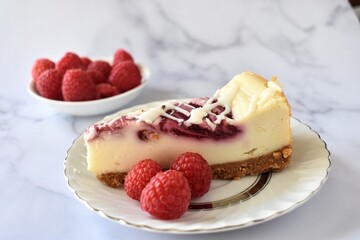 raspberry cheesecake on a plate