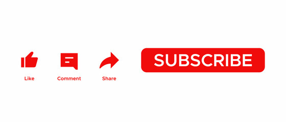 Like, Comment, Share, and Subscribe Button Icon Vector