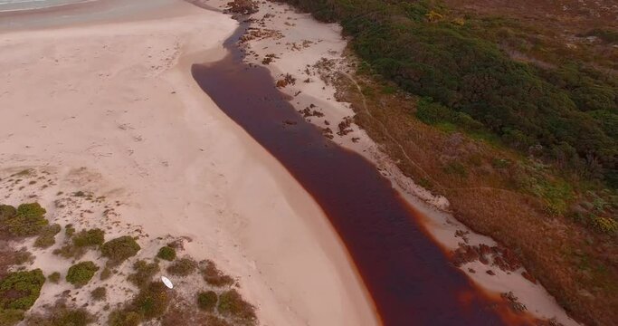 Aerial Close up Red Estuary, Pringle Bay, South Africa
