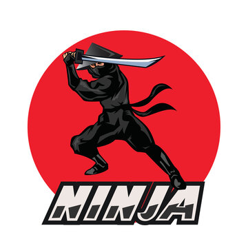 ninja mascot ilustration vector. esport logo design