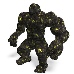 3d-illustration of an isolated giant fantasy lava golem creature