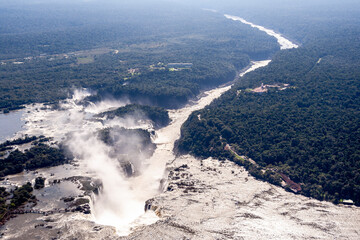 Famous Iguazu falls on the border between Argentina and Brazil