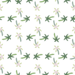 Decorative seamless floral pattern with palm tree shapes. Isolated nature backdrop in geometric style.