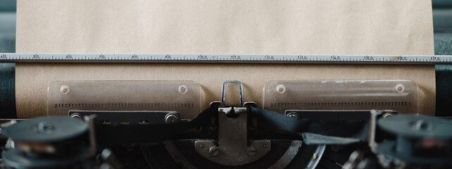 Vintage typewriter with inserted Brown paper sheet