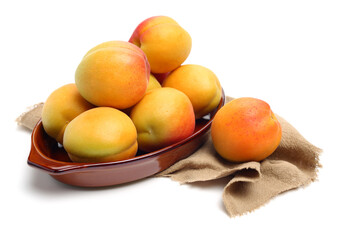 Fresh apricot fruits isolated on white background