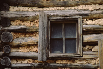 Old Log Cabin, Window, Frame, and Chinking, North Carolina
