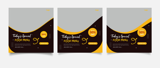 Food menu and restaurant social media banner template