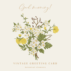 Greeting card with spring flowers.
