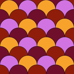 Seamless scales pattern. Japan traditional ornament. Ethnic embroidery. Repeated scallops. Fish scale. Repeat scallop shapes background. Japanese sashiko uroko motif. Squama wallpaper. Vector tiles.