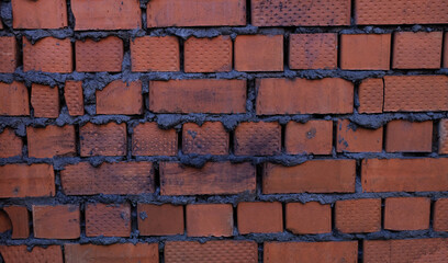Brick wall with red brick, red brick background.
