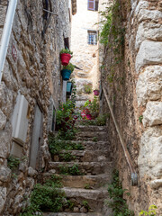 Fototapeta premium small alleyway in small provencal village in the French Riviera back country