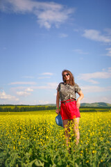 Woman in a field of wildflowers