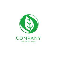 Nature logo with leaves symbol, vector graphic resource