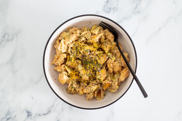 vegan creamy artichoke pasta with homemade dairy-free bechamel sauce, healthy plant-based food