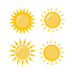 Fototapeta premium Sun icon illustration. Sunshine isolated set. Sun logo vector