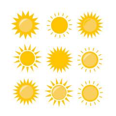 Sun icon illustration. Sunshine isolated set. Sun logo vector