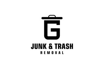 Letter G for junk removal logo design, environmentally friendly garbage disposal service, simple minimalist design icon.