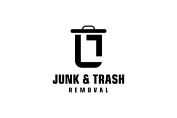 Letter L for junk removal logo design, environmentally friendly garbage disposal service, simple minimalist design icon.