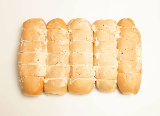Raw something bread on white background.