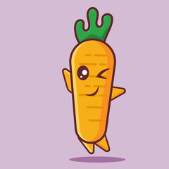 cute carrot mascot feeling happy isolated vector illustration 