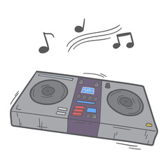 Hand drawn cartoon DJ mixer for party, music festival etc.