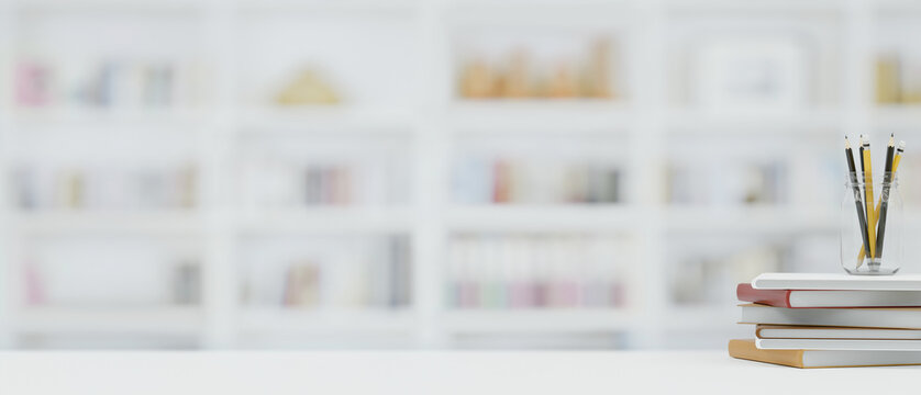 Copy space for product display on white top table, 3d rendering