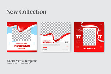 Indonesia independence day 17 august social media post template
