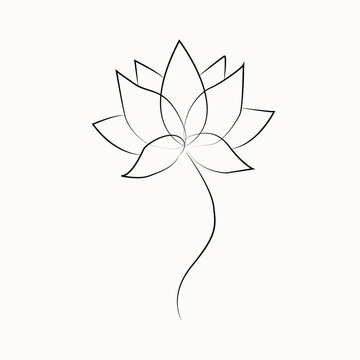 Lotus flower line art. Minimalist contour drawing. One line artwork