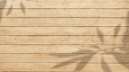Leaf shadow on oak wood textured blog banner background