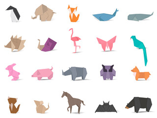 Animal origami vector - obrazy, fototapety, plakaty