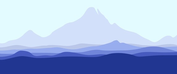 Fototapeta na wymiar Blue mountain landscape vector illustration suitable for background, desktop background or wallpaper, backdrop design, banner.