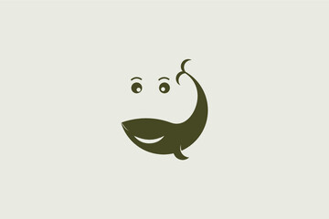 illustration of a whale and  man in a simple logo