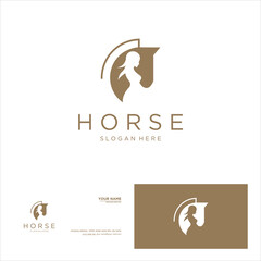 creative simple logo design women horse