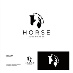 creative simple logo design women horse
