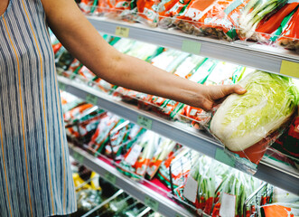 Woman shopping at a supermarket