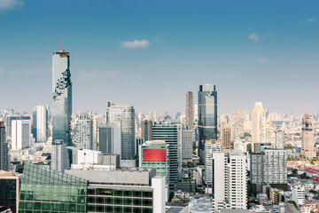 Bangkok Business Downtown and Financial District City of Thailand, Bangkok Cityscape Scenery and Skyscrapers Tower Building Capital City of Thailand. Aerial View Skyline Modern Architecture of Bangkok