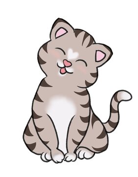 illustration of a tabby cat and a tilted head