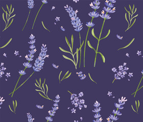 Hand drawn lavender flower pattern © Rawpixel.com