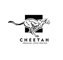 running cheetah vector logo design
