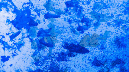 Cobalt Abstract Brush. Blue Watercolor Geometric. Navy Grunge Wallpaper. Azure Texture Pattern. Paint Background. Design Contemporary. Art Template. Splash Summer.